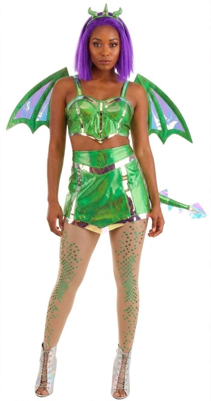 Women's Dreamscape Emerald Green Dragon Costume Cosplay Sz M New NWT Halloween